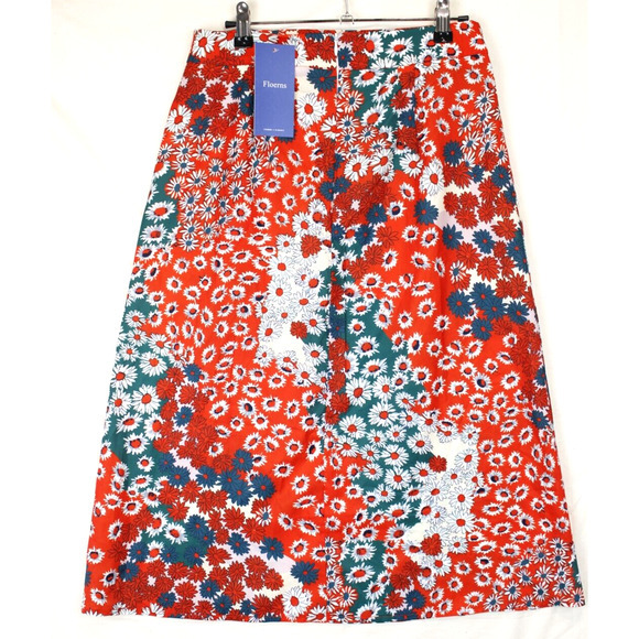 Floerns Skirt Women S Red Floral Daisy‎ Print A-Line Button Front Midi Boho NWT - Picture 2 of 11